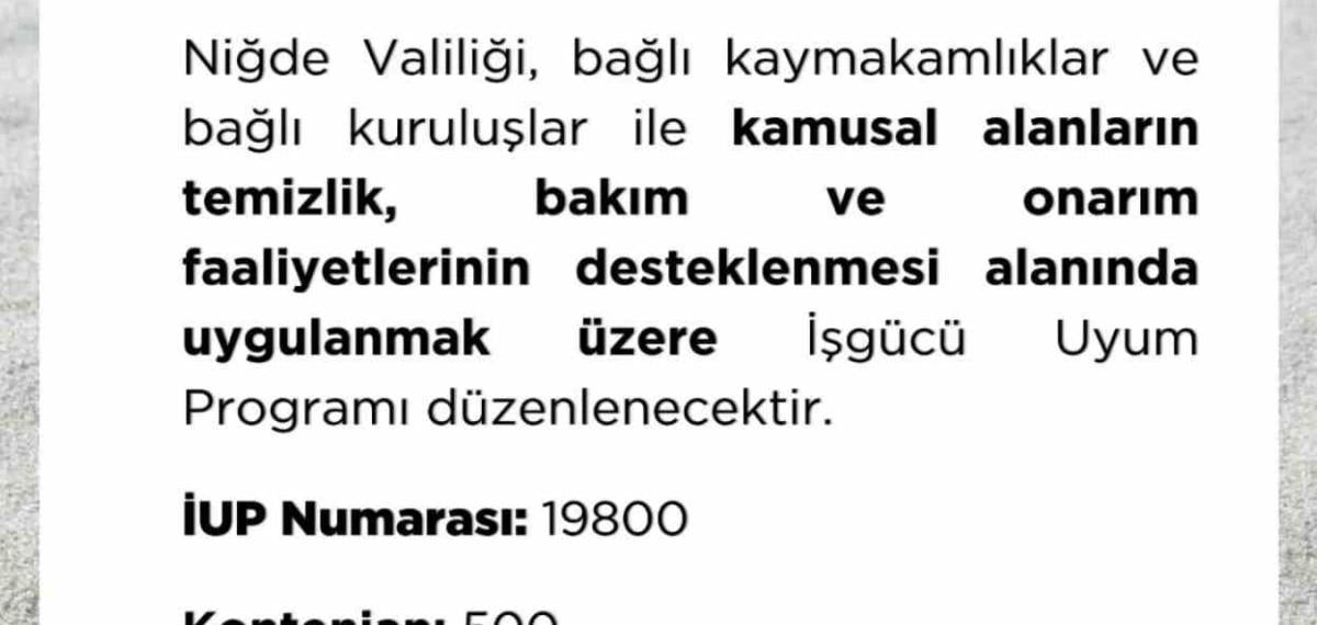 Niğde’de 500 Kişilik İstihdam Fırsatı