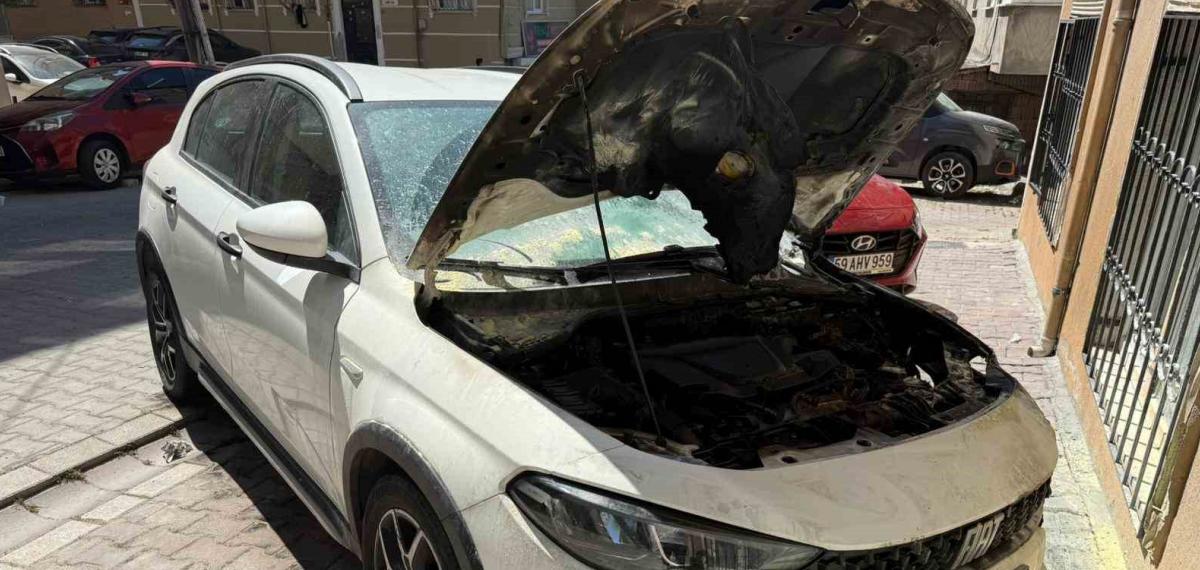 Park Halindeki Aracı Kundakladılar, O Anları Telefonla Kayda Aldılar