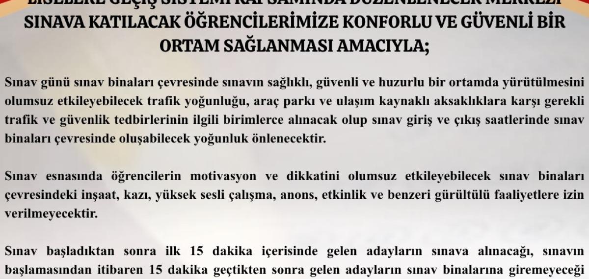 Tekirdağ Valiliği Duyurdu: İmtihan Saatlerinde Gürültülü Faaliyetlere Yasak