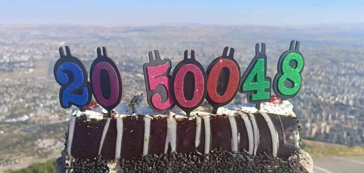 500. Ali Dağı zirvesinde doğum gününü ve evlilik yıldönümünü kutladı