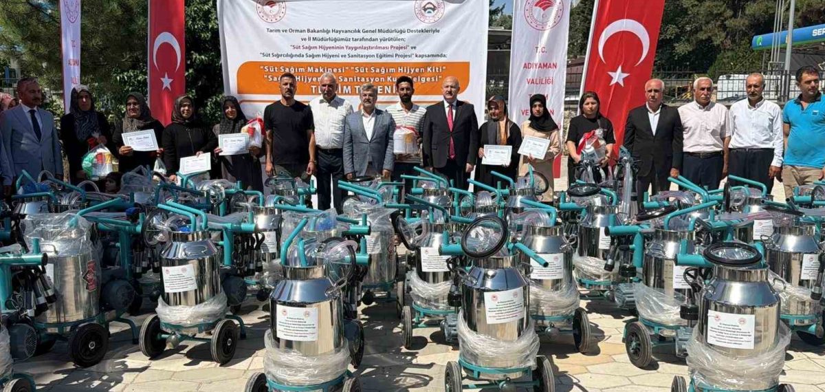 Adıyaman’da üreticilere 109 süt sağım makinesi ve sağım hijyen kitleri dağıtıldı