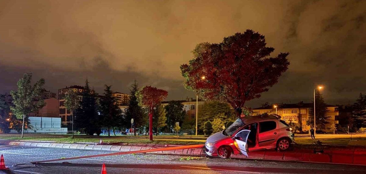 Alkollü sürücü direğe çarptı; Kayseri’de 2,03 promil tespit edildi