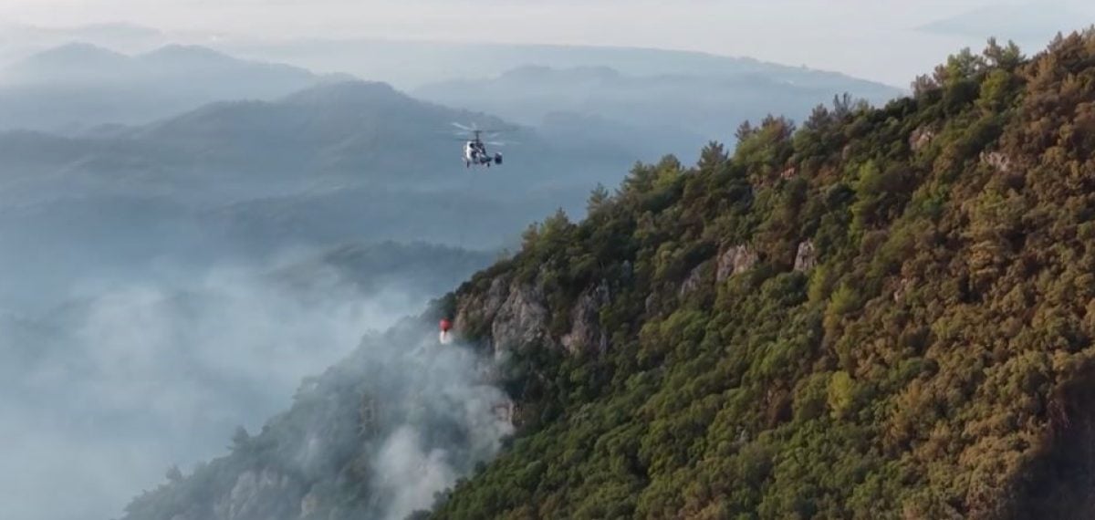 Göcek’te 24 saattir süren orman yangını, ekipler havadan ve karadan müdahale ediyor