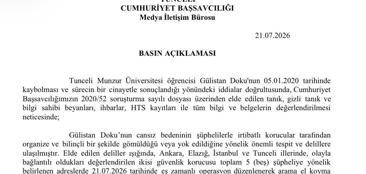 Gülistan Doku soruşturmasında 5 ilde eş zamanlı operasyon: 15 gözaltı