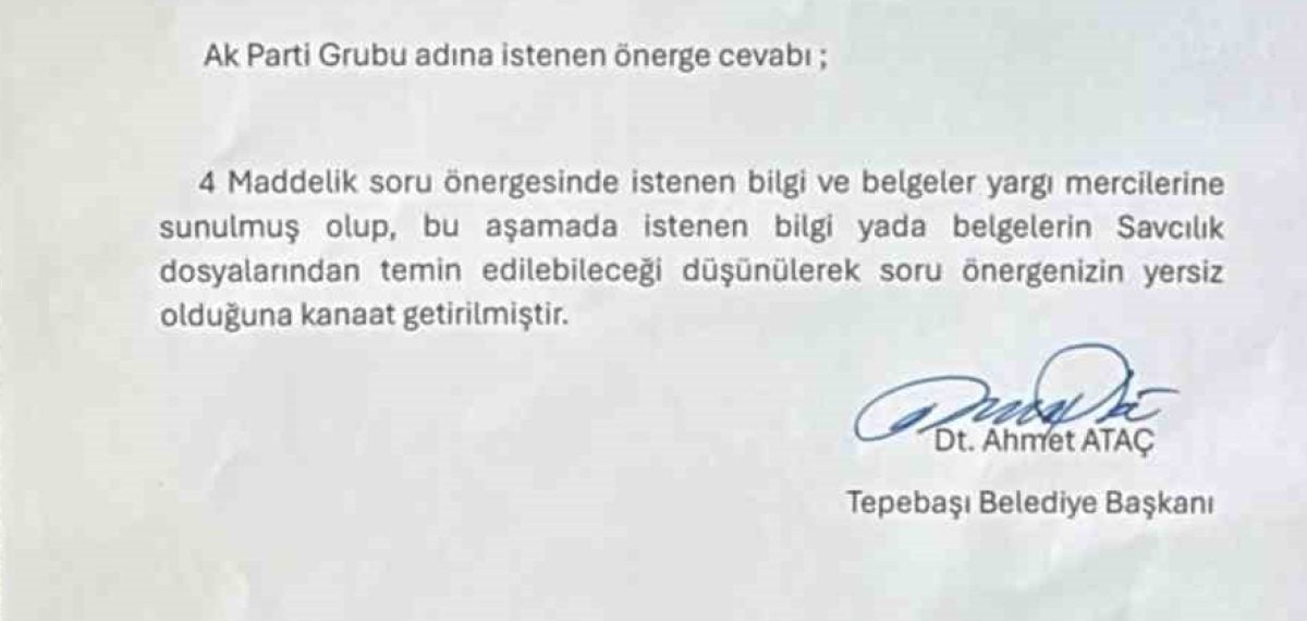 Tepebaşı AK Parti’den soru önergesine cevap verilmemesine tepki: Belgeler meclisten neden saklanıyor
