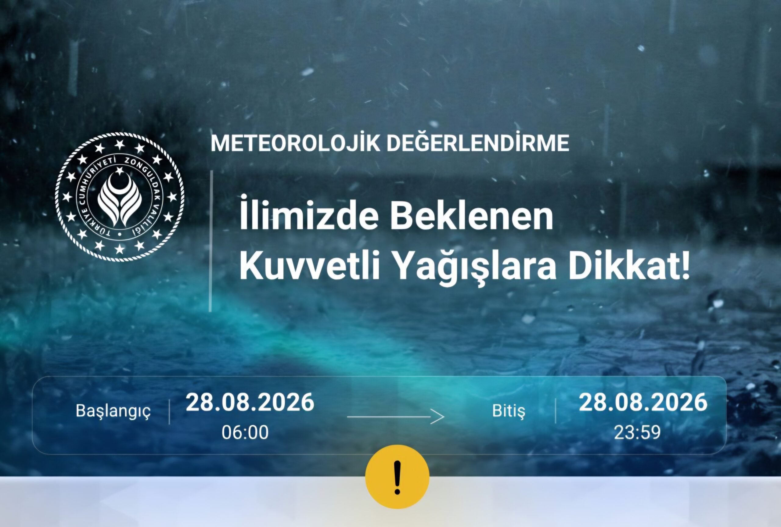 Zonguldak Valiliği Uyardı: Kuvvetli Sağanak ve Sel Riski