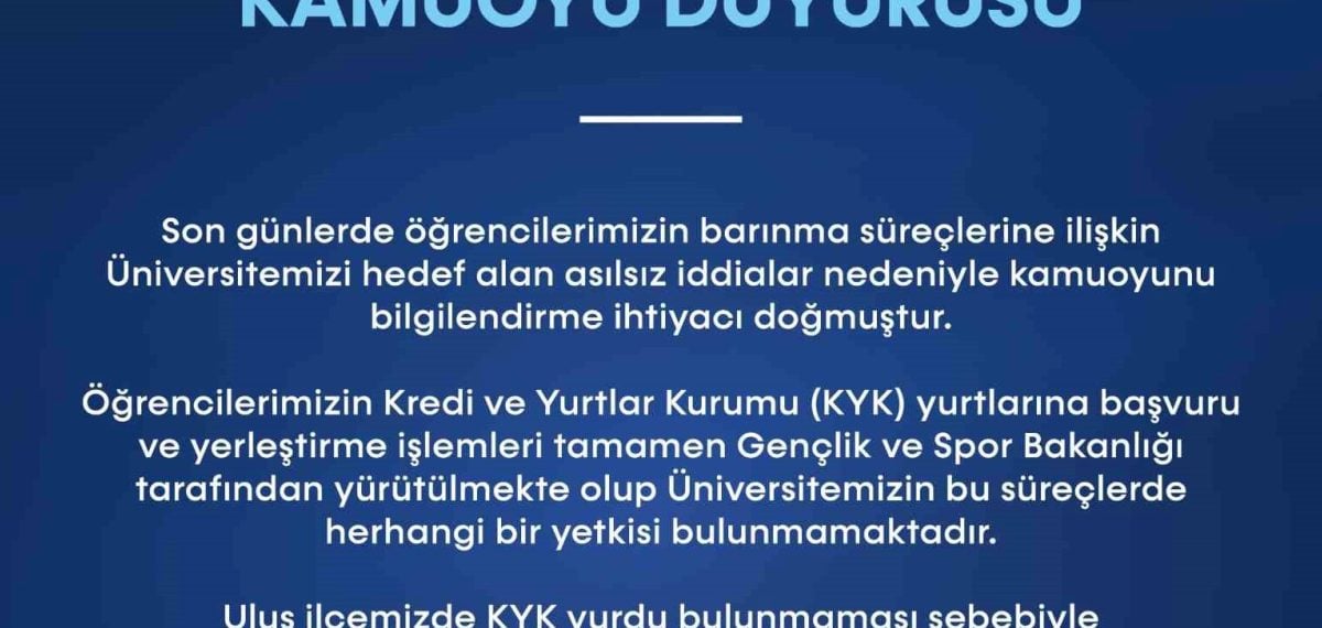 Bartın Üniversitesi, Ulus öğrencilerinin barınma iddialarını yalanladı ve bilgilendirme açıkladı