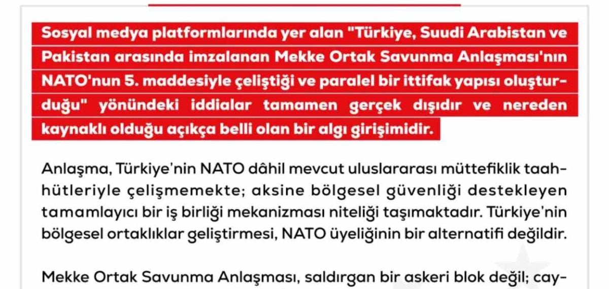 DMM: Mekke Ortak Savunma Anlaşması NATO yükümlülükleriyle çelişmiyor
