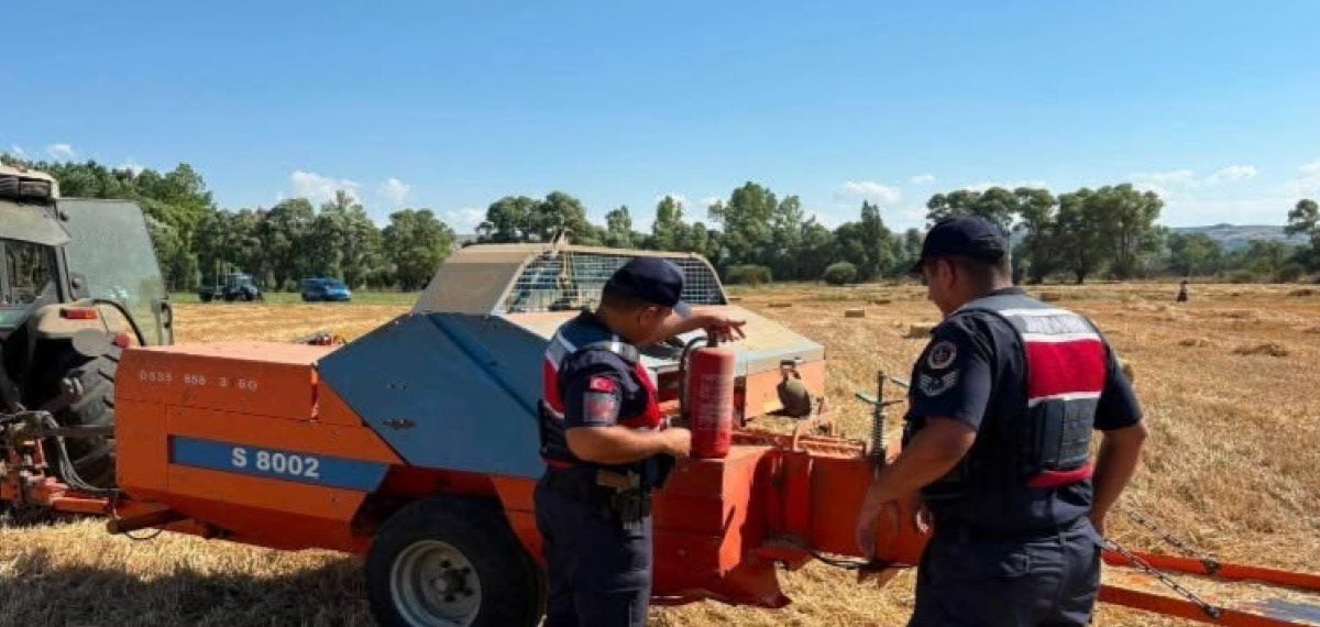 Jandarma tarım arazilerinde hasat döneminde yangın riskine karşı denetim ve bilgilendirme yaptı