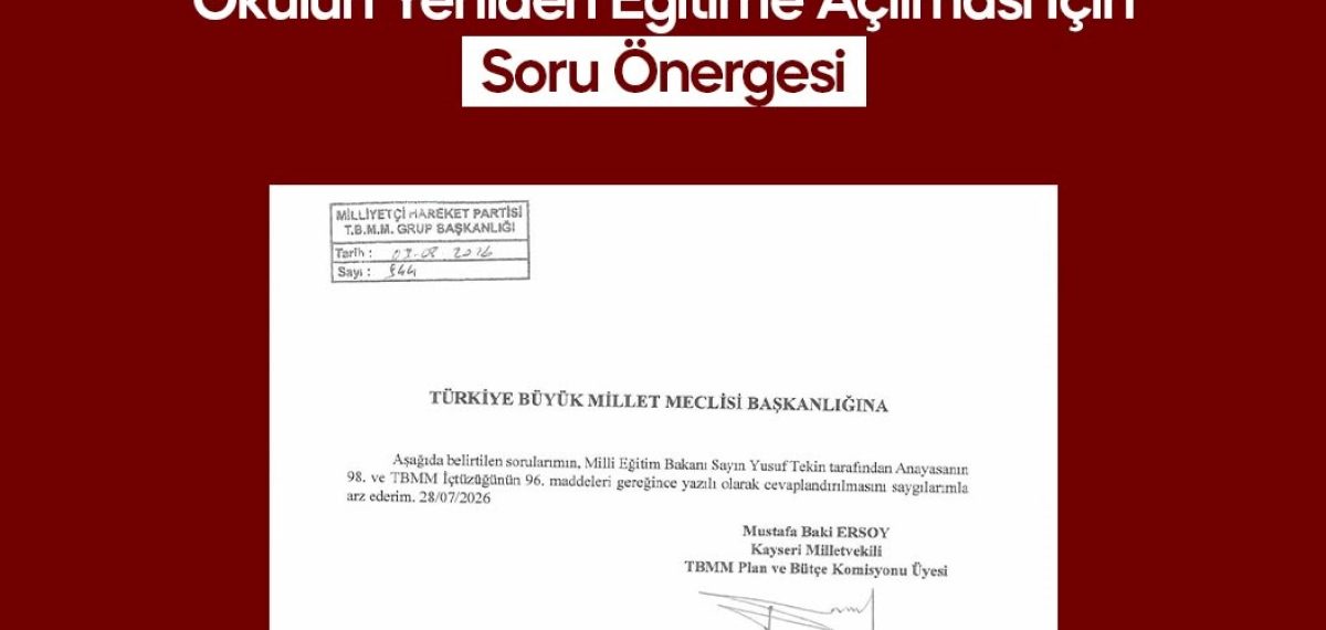 MHP’li Ersoy’dan Koçcağız’daki hasarlı okul için TBMM’ye soru önergesi