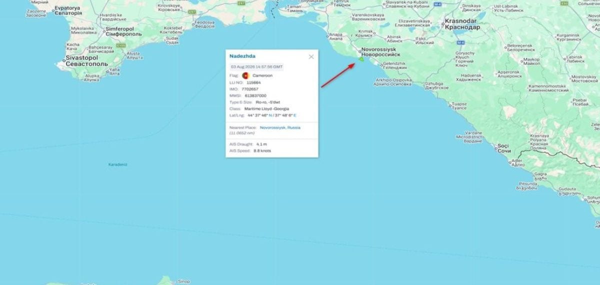 Ro‑Ro gemisi NADEZHDA dron saldırısına uğradı, mürettebat Novorossiysk’e tahliye edildi