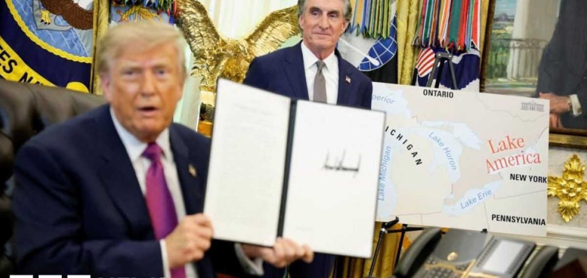Trump, gümrük vergileri nedeniyle Ontario Gölü’nün adını ‘Amerika Gölü’ olarak değiştiren emri imzaladı.