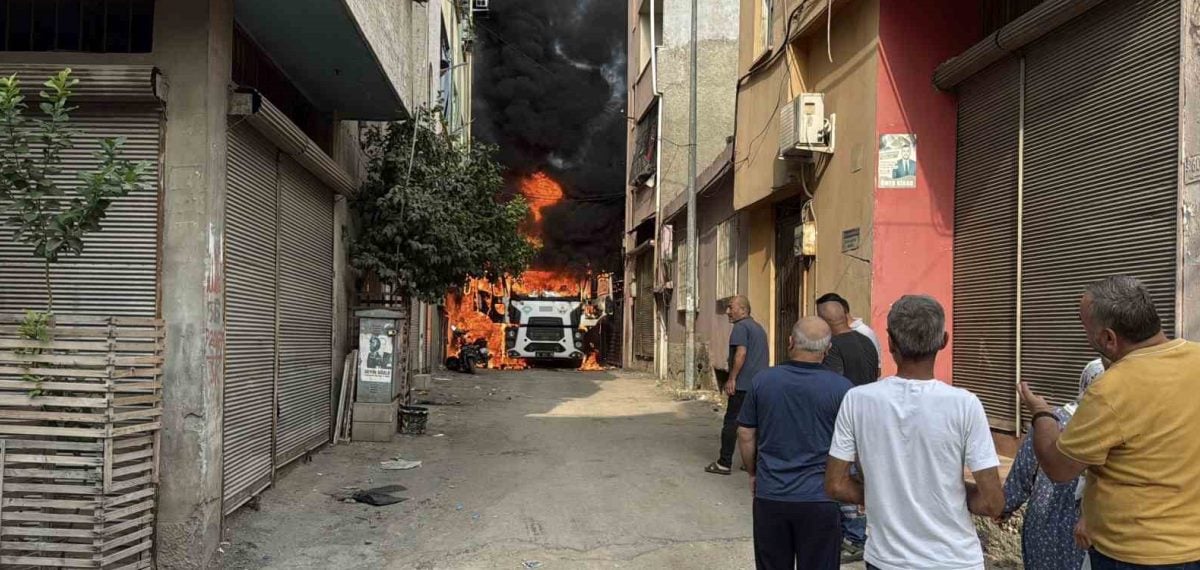 Vidanjör sokakta alev aldı, mahalleli panikle evlerini terk etti