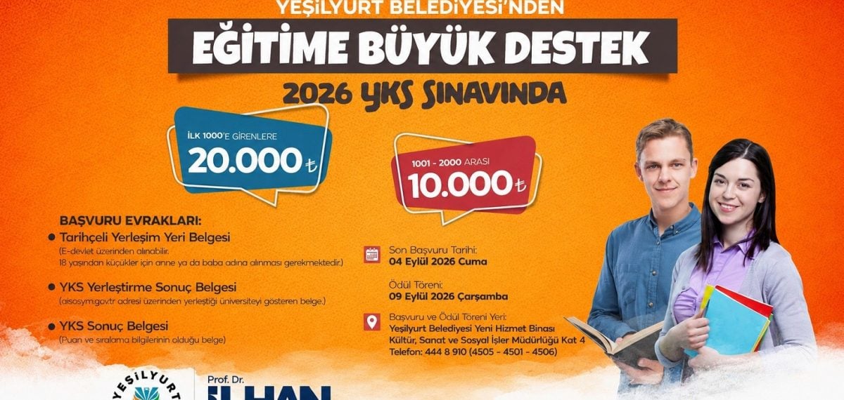 YKS’de ilk 2 bine giren öğrencilere Yeşilyurt Belediyesi’nden para ödülü verilecek