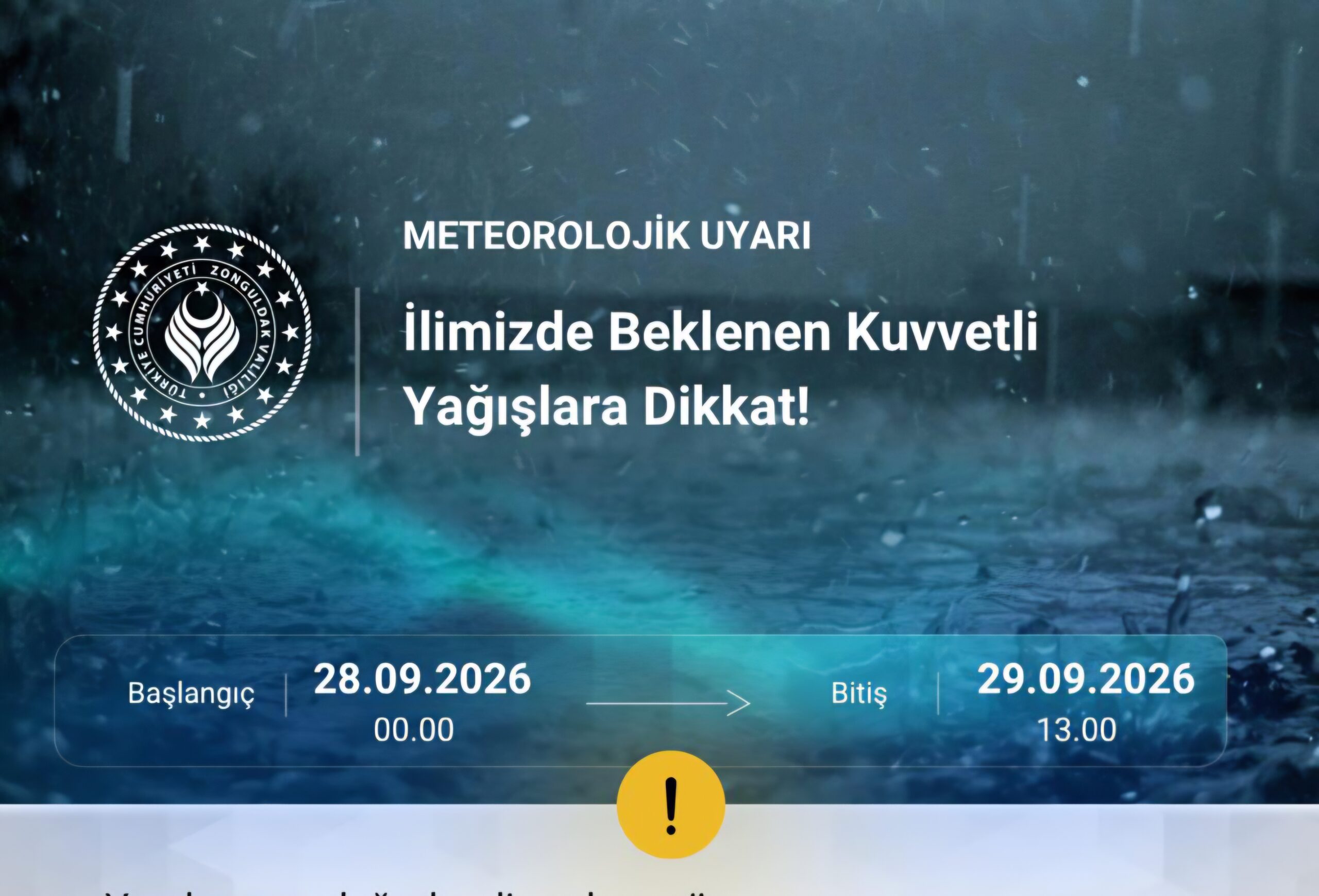 Zonguldak’ta Kuvvetli Yağış Uyarısı: 21-60 Kg/M² Bekleniyor