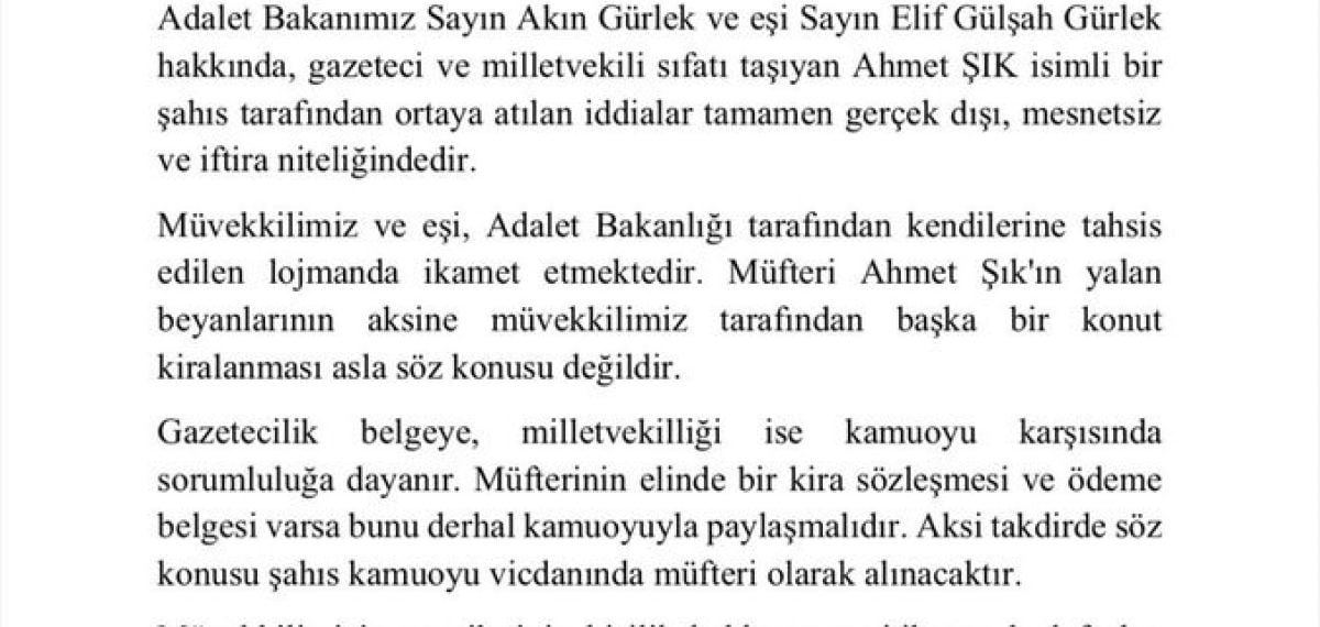 Akın Gürlek hakkında kira iddialarına karşı suç duyurusu ve tazminat davası açıldı