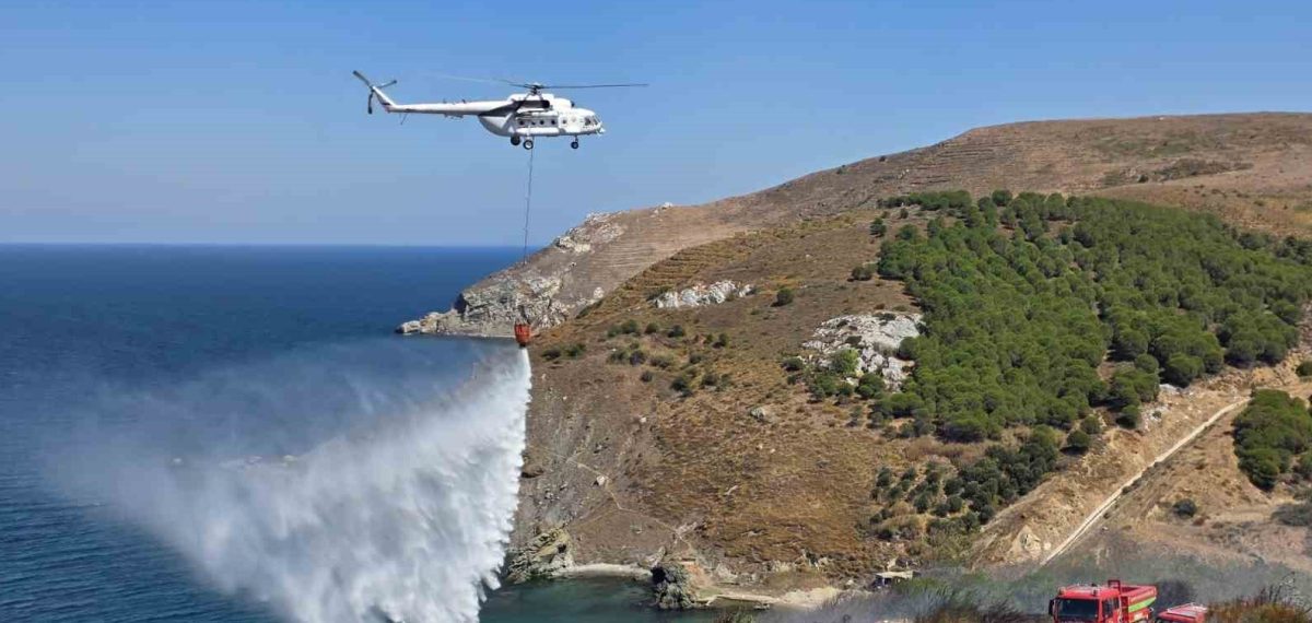 Bandırma’da Eti Maden yakınında yangın çıktı, helikopterle müdahale sürüyor