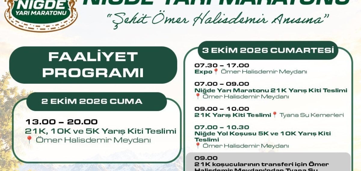 Niğde’de Ömer Halisdemir anısına düzenlenen yarı maraton 3 Ekim’de