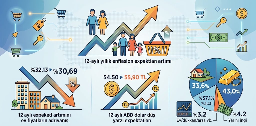 Hanehalkının 12 Ay Sonrası Enflasyon Beklentisi Yüzde 45,60’a Yükseldi