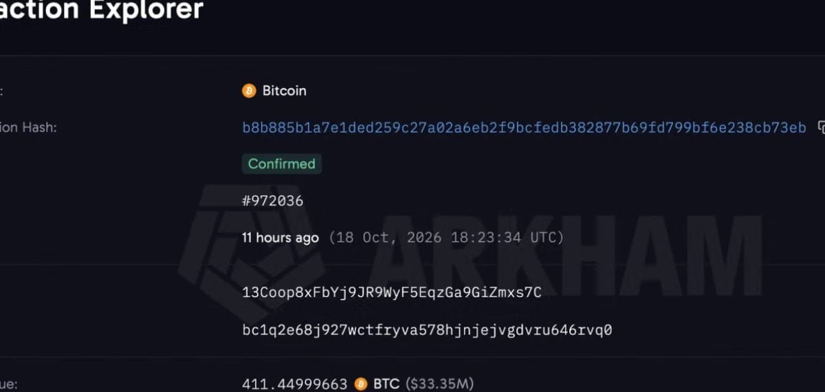 13-Year-Old Bitcoin Wallet Moves 411 BTC — Likely Custodial Upgrade, Not a Sell-Off