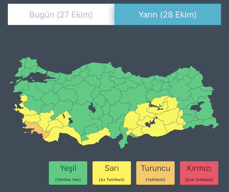 Meteoroloji’den 21 İl İçin Sarı, Muğla’nın 9 İlçesine Turuncu Uyarı