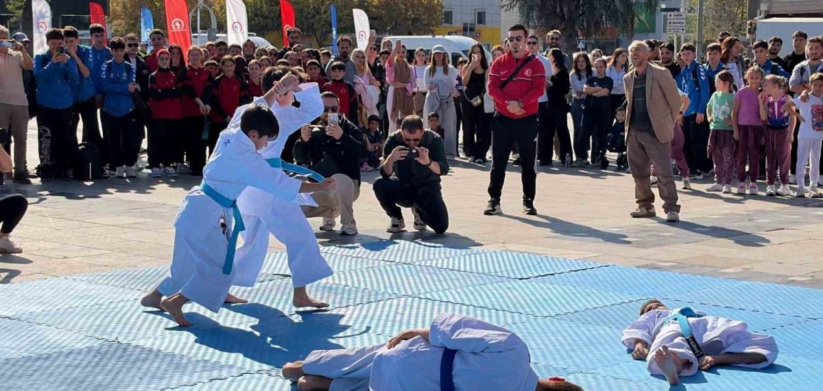 Düzce Amatör Spor Haftası’nda jimnastik karate ve güreş gösterileri ilgi gördü