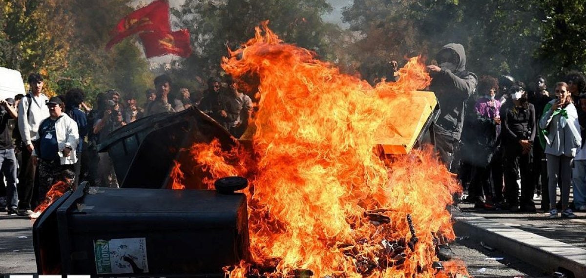 Fires break out at French schools as students protest nationwide