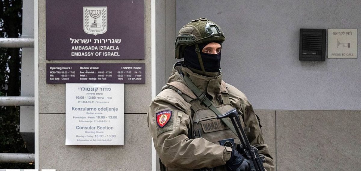 Knife attacker shot dead outside Israeli embassy in Belgrade after rush