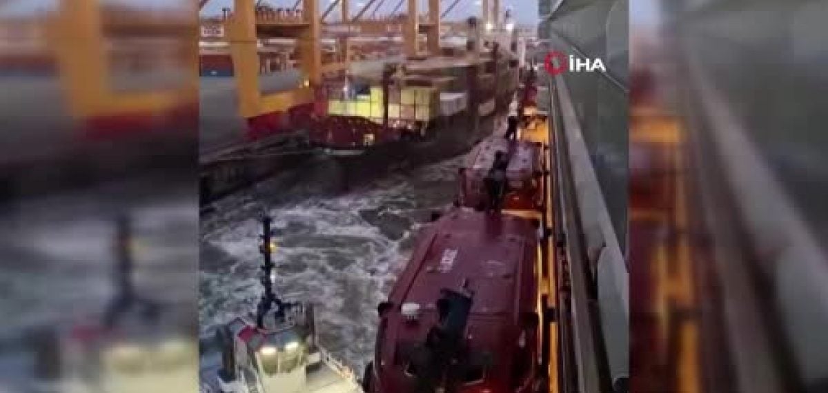Kruvaziyer fırtınada iskelenin yanında konteyner gemisine çarptı, yolcular güvende