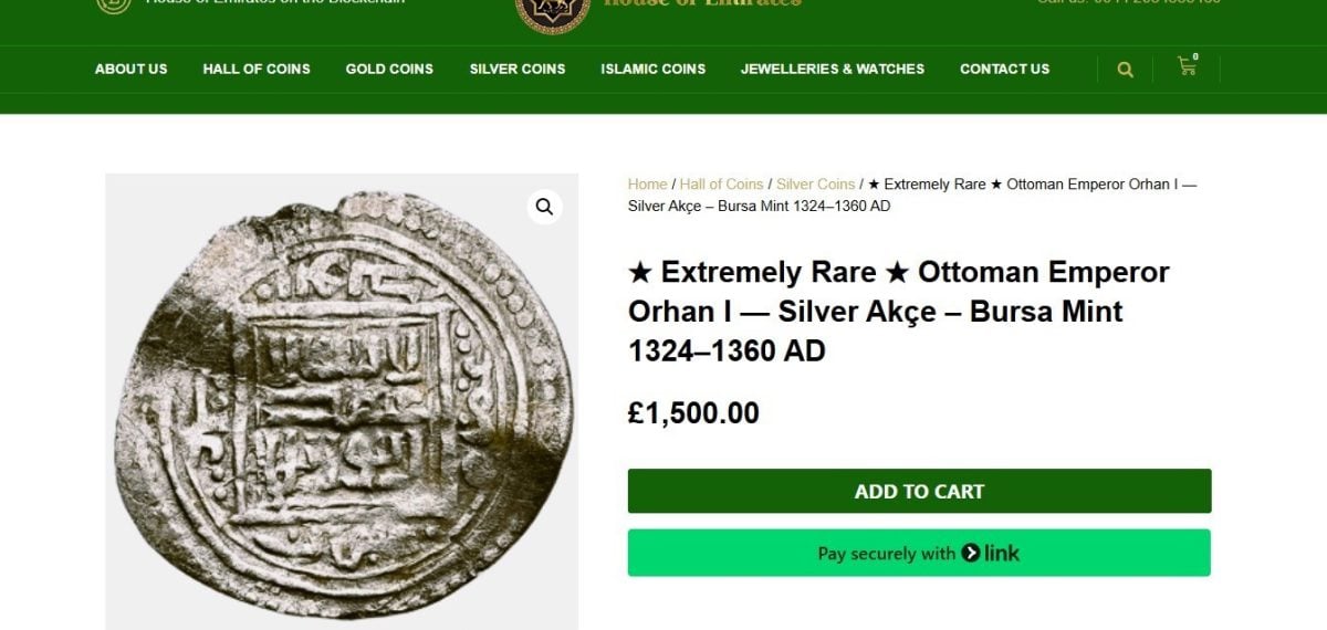 Orhan Gazi dönemine ait nadir Osmanlı akçesi Londra’da satışa çıktı