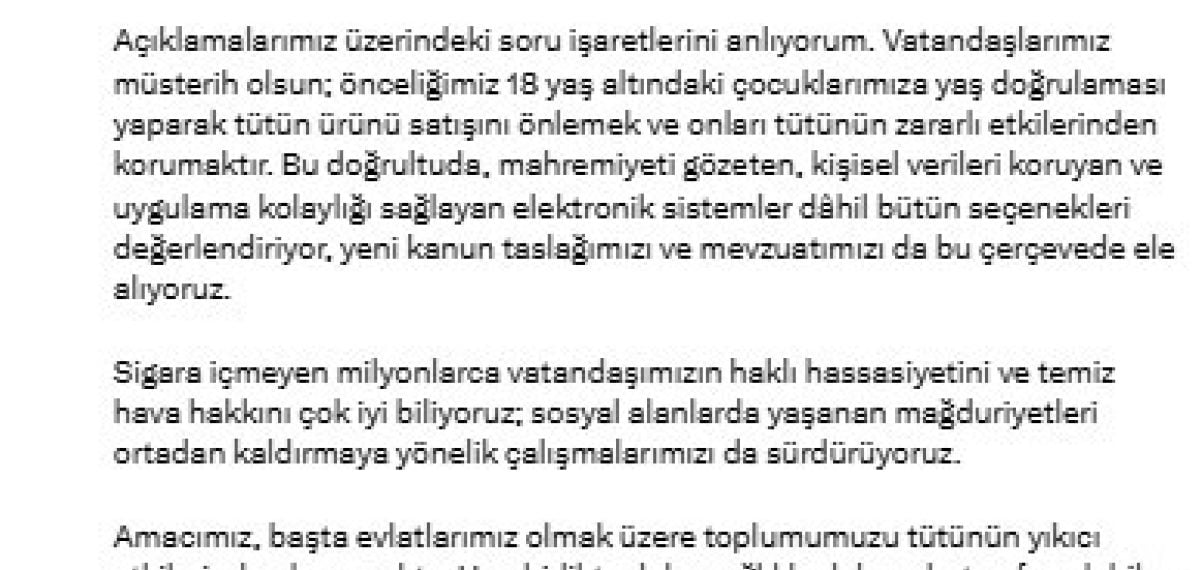 Sağlık Bakanı Memişoğlu çocukları tütünden korumak için yaş doğrulaması vurguladı