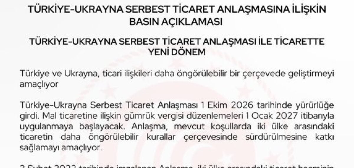 Türkiye ile Ukrayna arasında tercihli ticaret anlaşması yürürlüğe girdi