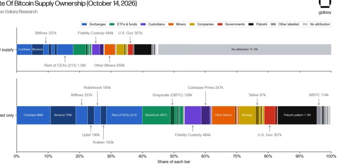 Unknown Holders Still Control Over Half of Bitcoin Supply, Galaxy Research Finds